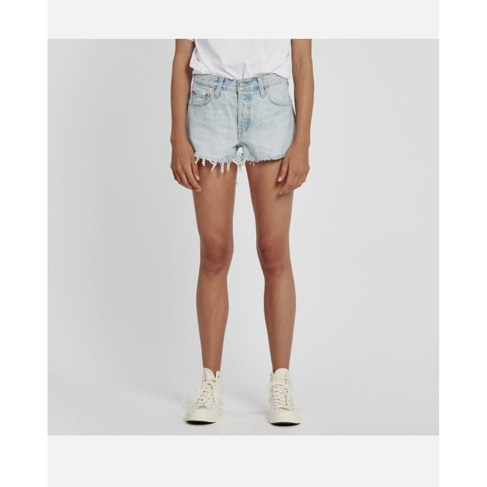 LEVI'S 501 Jean Shorts Women's Size 27 Blue Denim Button Fly Cutoffs Mid Rise‎
